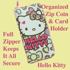 Hello Kitty Wallet Organizer With Card and Coin Holder - Full Zip Around